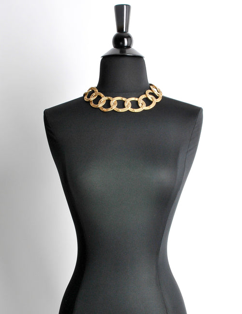 Chanel 22C Gold Cuban Chain Link Pink Lipstick Logo Metal Choker Drop  Necklace  eBay