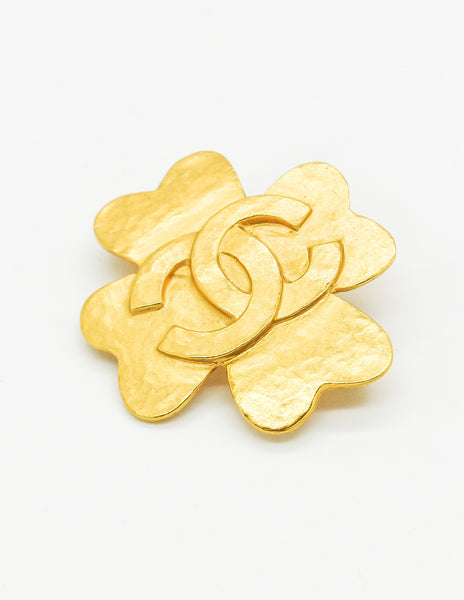 Chanel Vintage CC Logo Shamrock Brooch - Amarcord Vintage Fashion
 - 3