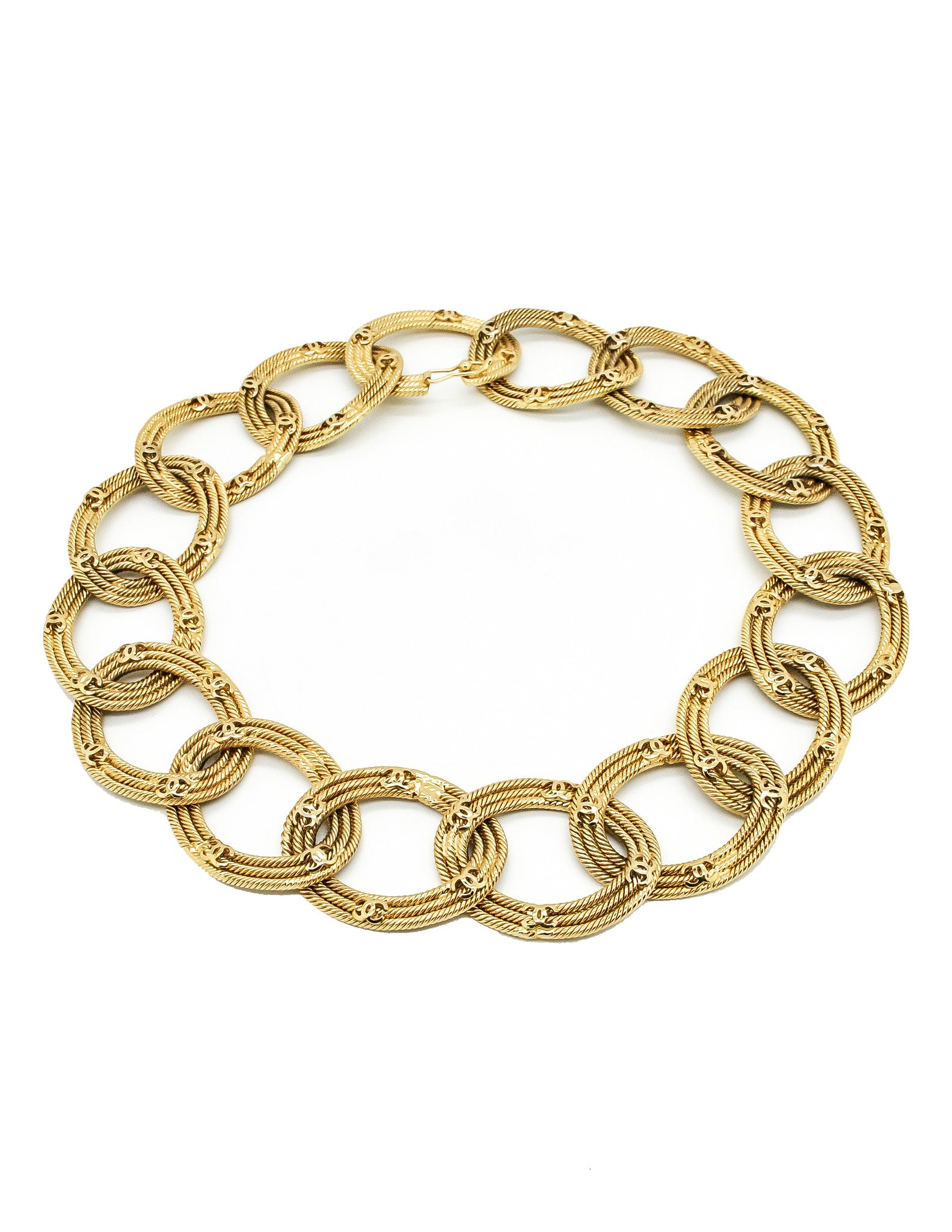 Chanel Vintage Gold CC Logo Chain Link Necklace