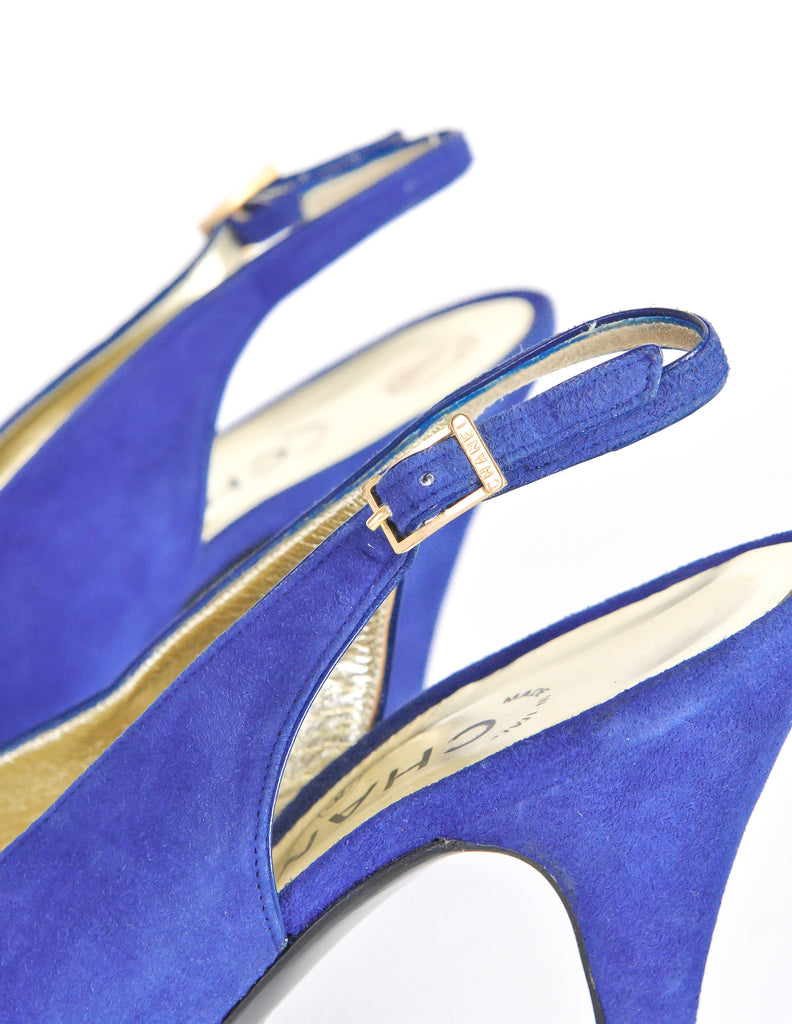 Chanel Vintage Blue Suede and Black Satin Heels – Amarcord Vintage Fashion