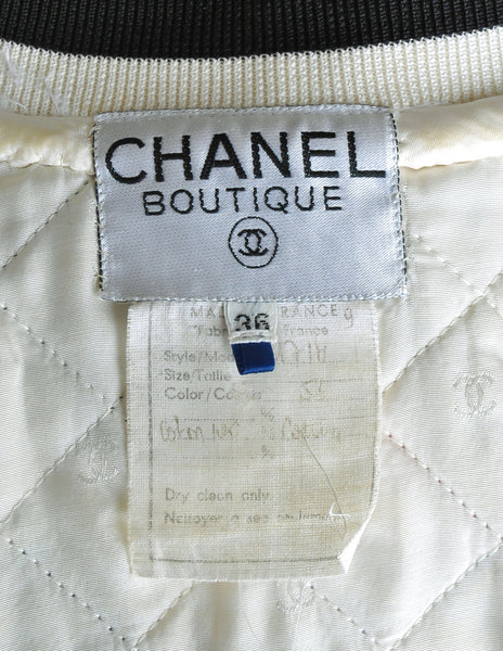 Chanel Vintage Novelty Print Quilted Bomber Jacket