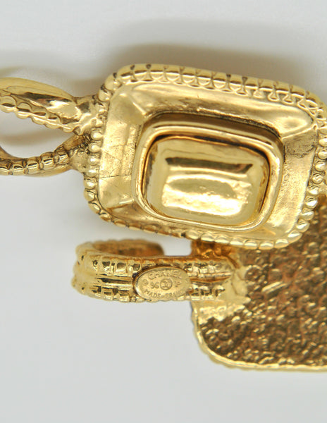 Chanel Vintage Gold CC Logo Crest Flower Necklace - Amarcord Vintage Fashion
 - 5