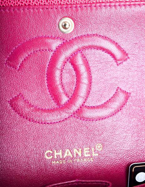 Chanel Vintage Fuchsia Pink Quilted Caviar 2.55 Medium Classic Double –  Amarcord Vintage Fashion