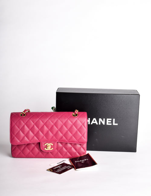 Chanel Vintage Fuchsia Pink Quilted Caviar 2.55 Medium Classic Double –  Amarcord Vintage Fashion