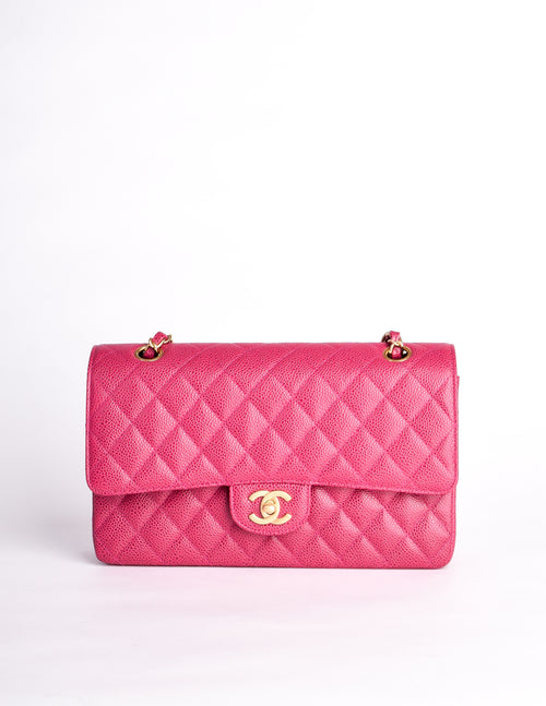 Rare* Chanel Red Small Classic Double Flap Bag In Caviar Leather