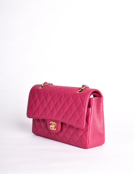 Chanel Vintage Fuchsia Pink Quilted Caviar 2.55 Medium Classic