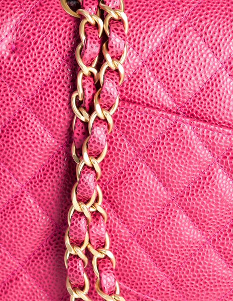 Chanel Vintage Fuchsia Pink Quilted Caviar 2.55 Medium Classic