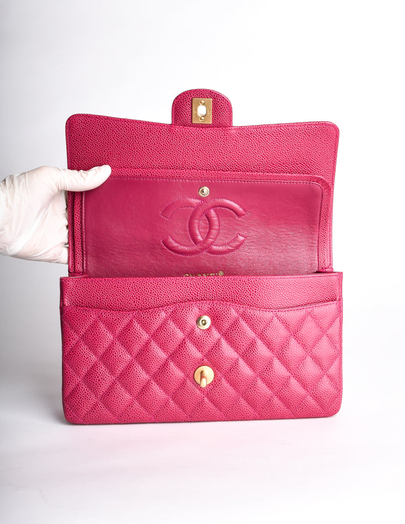 Chanel Vintage Fuchsia Pink Quilted Caviar 2.55 Medium Classic Double – Amarcord  Vintage Fashion