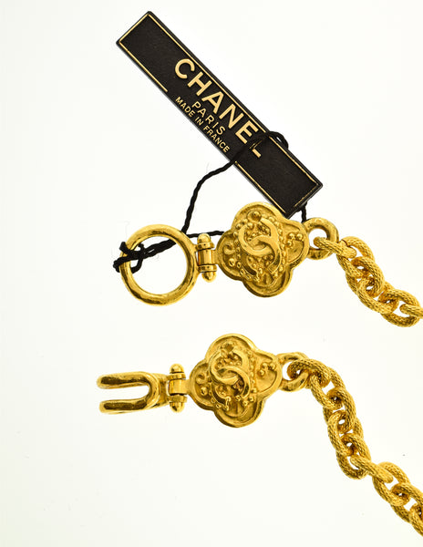 Chanel Vintage Gold CC Clover Necklace