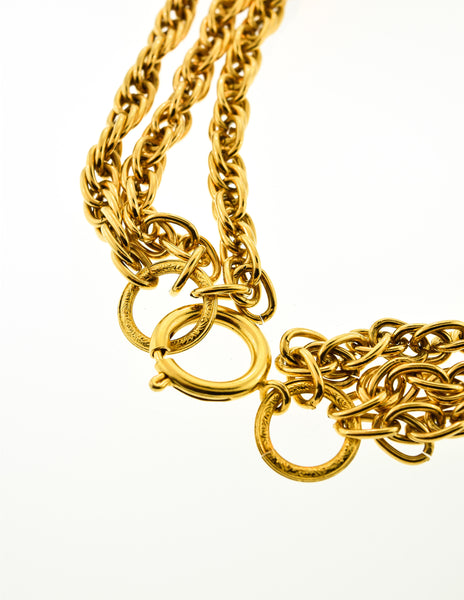 Chanel Vintage Gold Namesake Charm Multi Strand Necklace