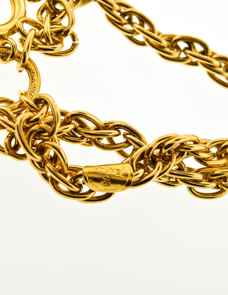 Chanel Vintage Gold Namesake Charm Multi Strand Necklace