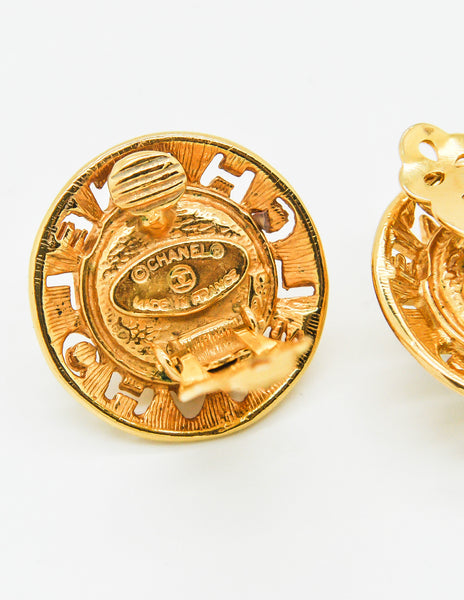 Chanel Vintage Cut Out Pearl Earrings
