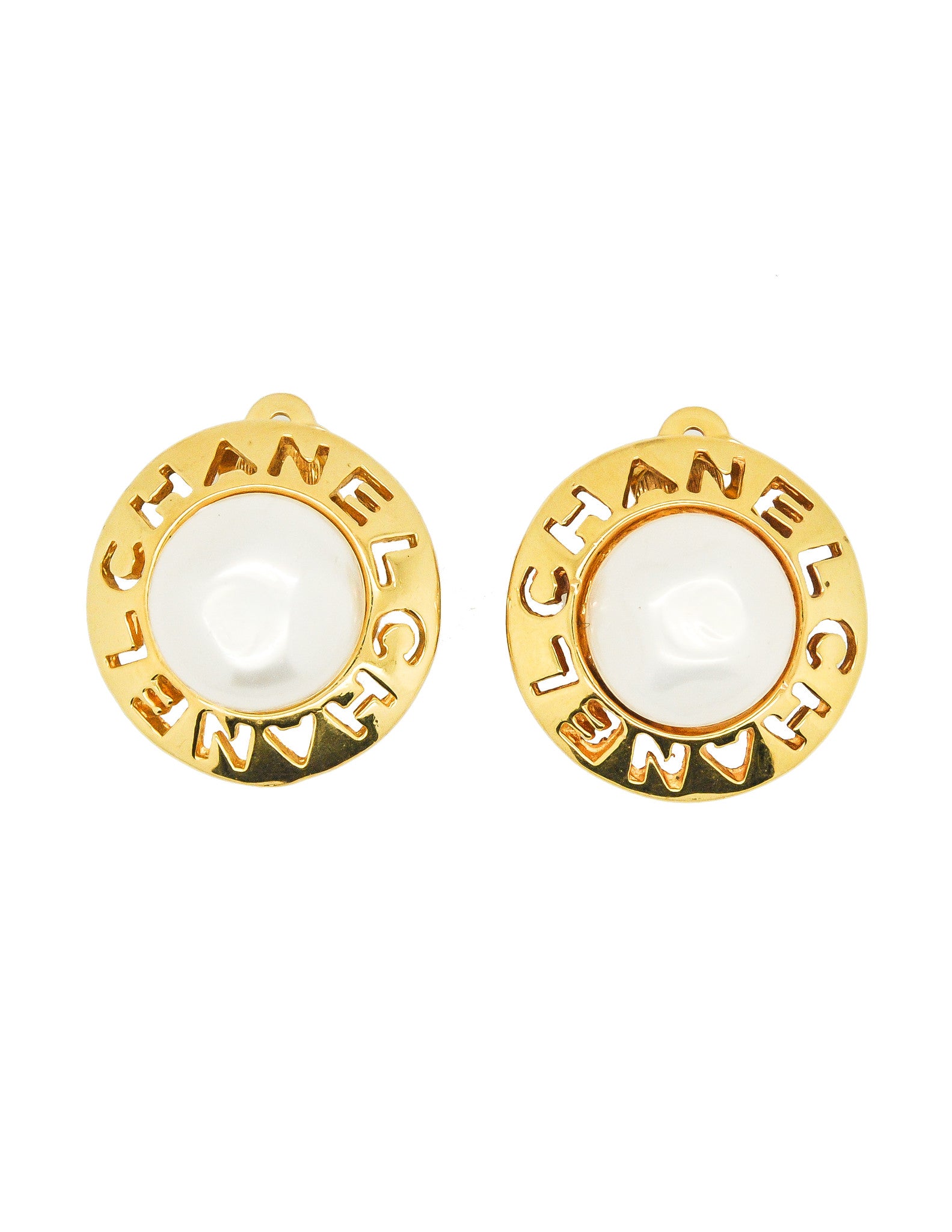 Chanel Vintage Cut Out Pearl Earrings