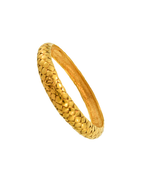 Chanel Vintage Gold Quilted CC Logo Bracelet