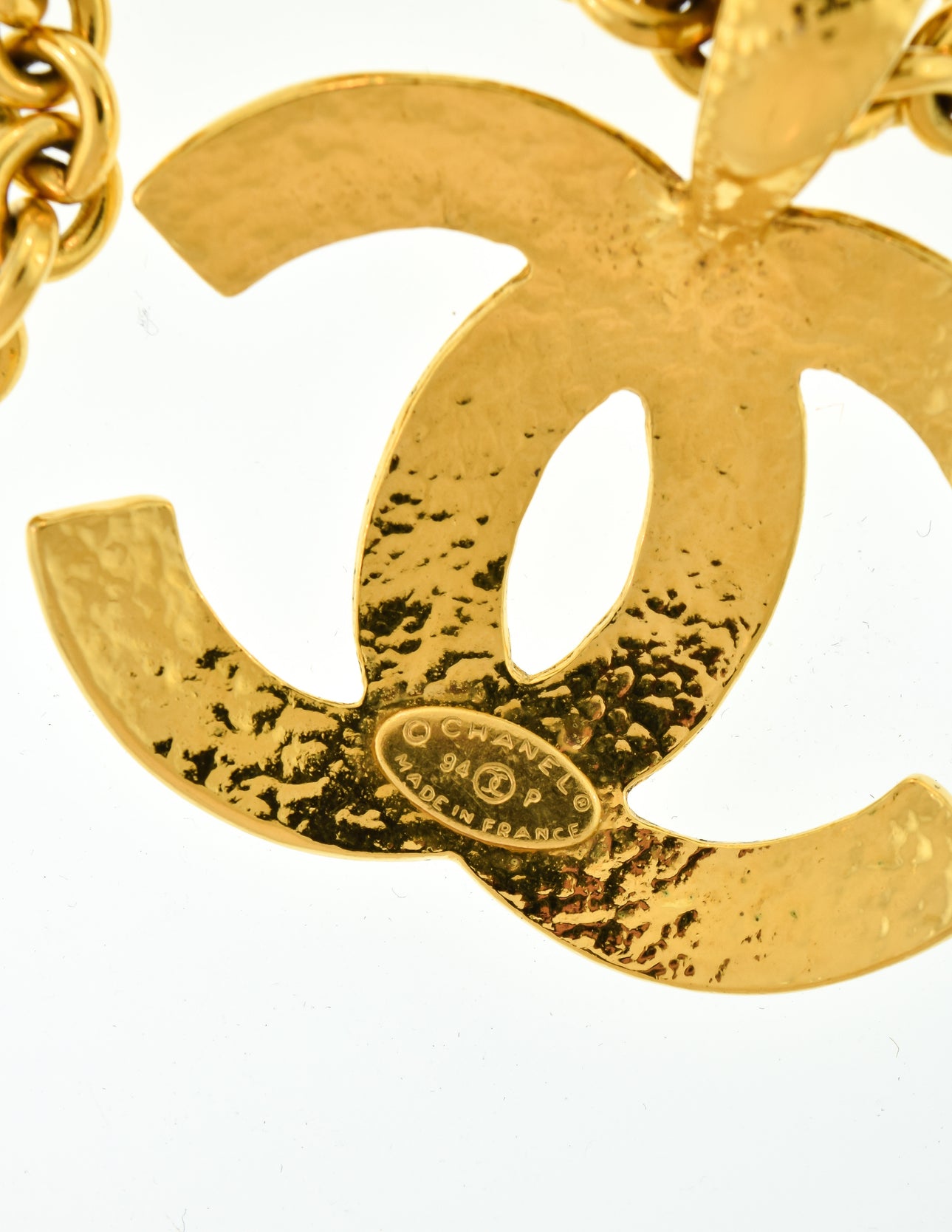 Chanel Vintage Gold Quilted CC Logo Pendant Necklace