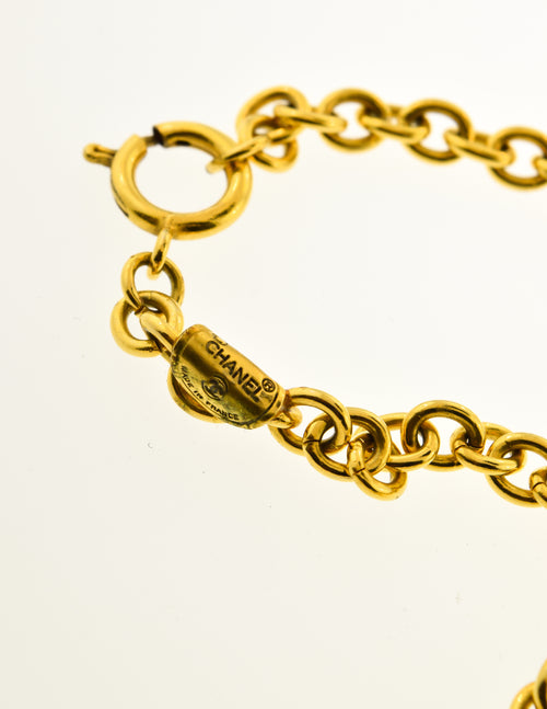 Chanel Vintage Gold Metal Chain CC Brooch, 1980s Available For