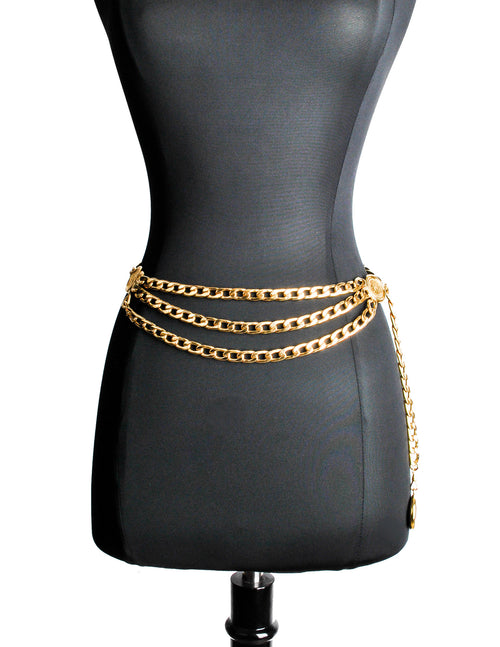 Chanel Vintage Gold Triple Chain Belt – Amarcord Vintage Fashion