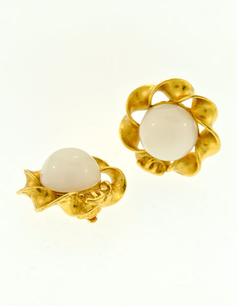 Chanel Vintage Gripoix Gold Twisted Ribbon Earrings