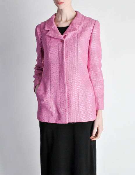 Chanel Vintage Hot Pink Wool & Silk Metallic Blazer