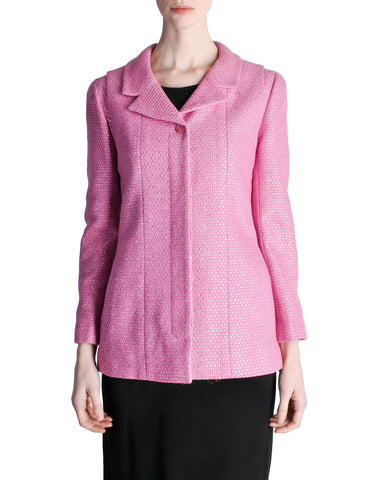 Chanel Vintage Hot Pink Wool & Silk Metallic Blazer - Amarcord Vintage Fashion
 - 1