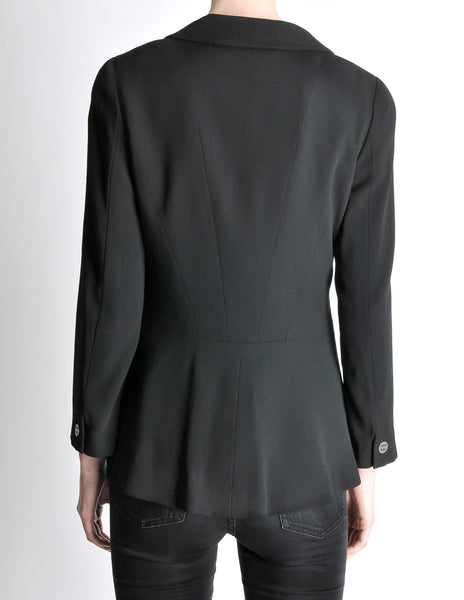 Chanel Vintage Black Wool Peplum Blazer