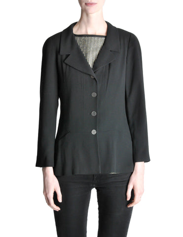 Chanel Vintage Black Wool Peplum Blazer