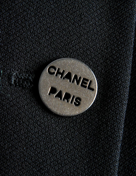 Chanel Vintage Black Wool Peplum Blazer