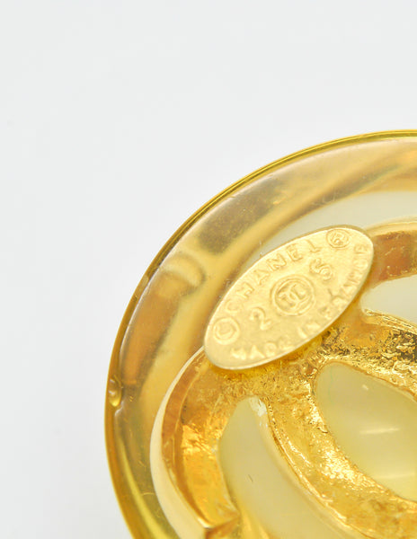 Chanel Vintage Golden CC Lucite Bauble Earrings