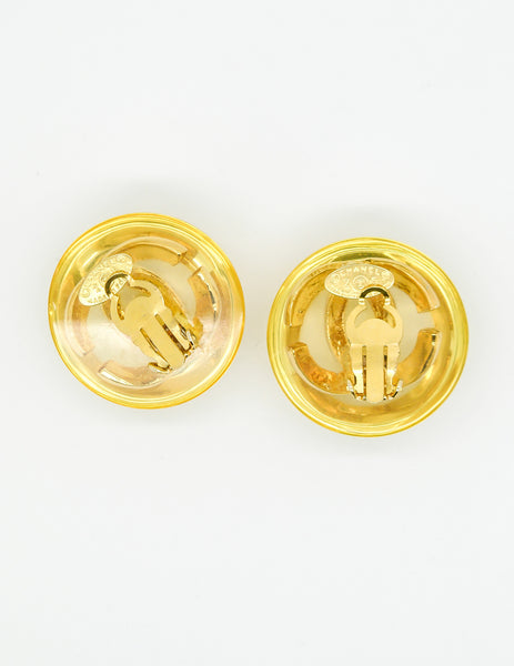 Chanel Vintage Golden CC Lucite Bauble Earrings