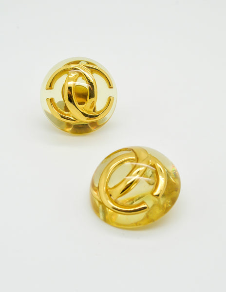 Chanel Vintage Golden CC Lucite Bauble Earrings