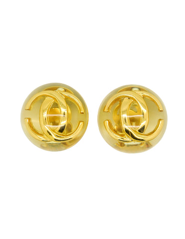 Chanel Vintage Golden CC Lucite Bauble Earrings - Amarcord Vintage Fashion
 - 1
