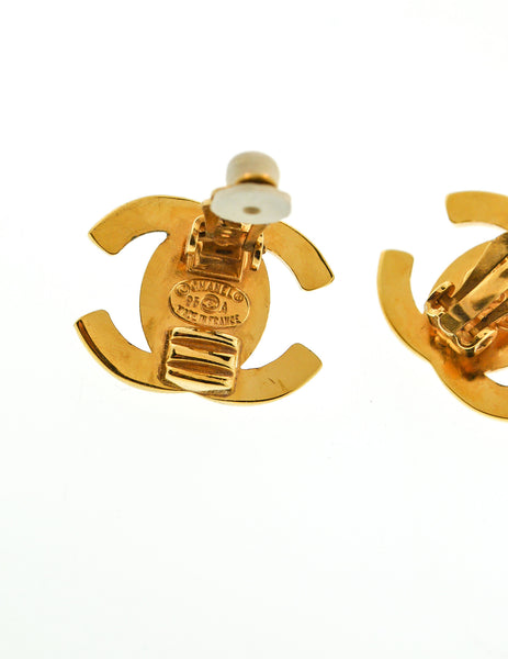 Chanel Vintage Mini Turn Lock CC Clasp Earrings