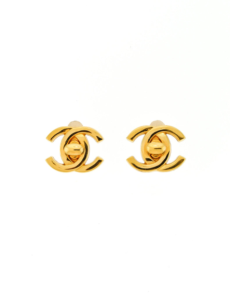 Chanel Vintage Mini Turn Lock CC Clasp Earrings – Amarcord Vintage Fashion