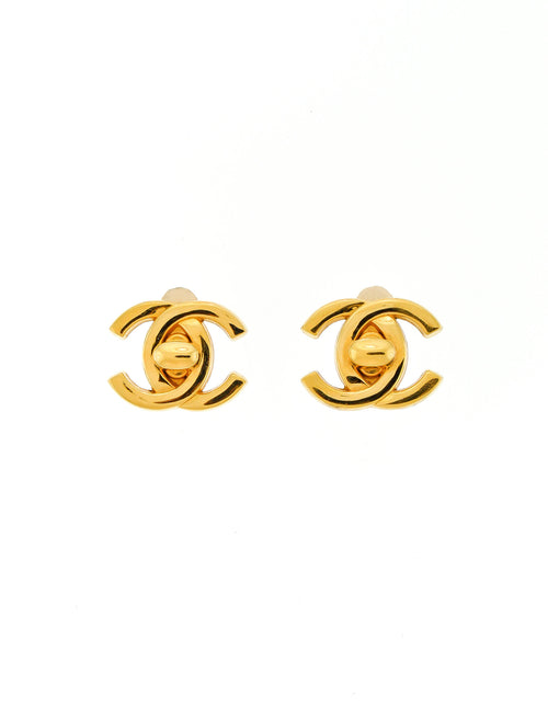 Chanel Vintage Mini Turn Lock CC Clasp Earrings – Amarcord Vintage