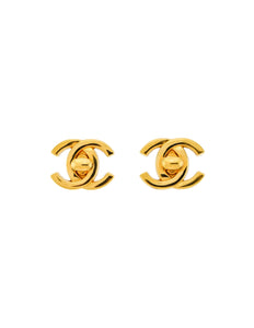 Chanel Vintage Mini Turn Lock CC Clasp Earrings