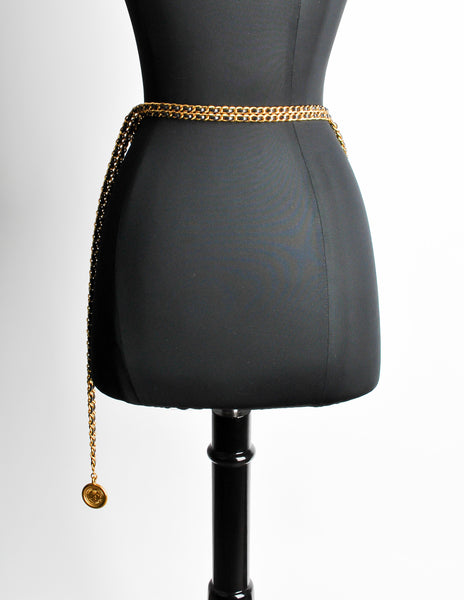 Chanel Vintage Runway Black/Gold Multi-Strand Chain Belt - Amarcord Vintage Fashion
 - 6
