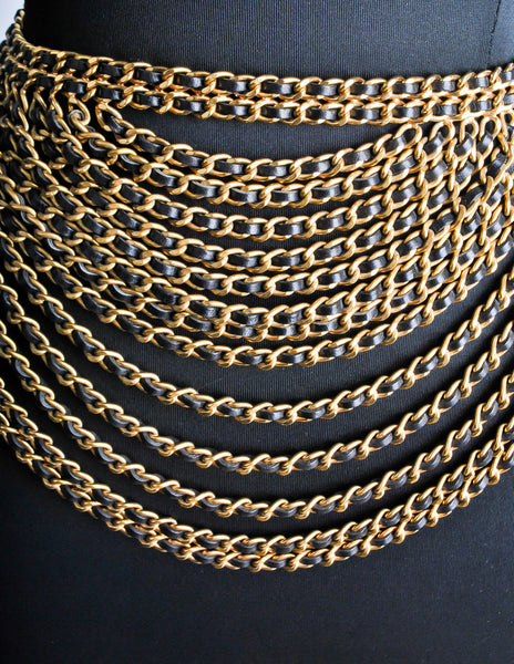 Chanel Vintage Runway Black/Gold Multi-Strand Chain Belt - Amarcord Vintage Fashion
 - 4