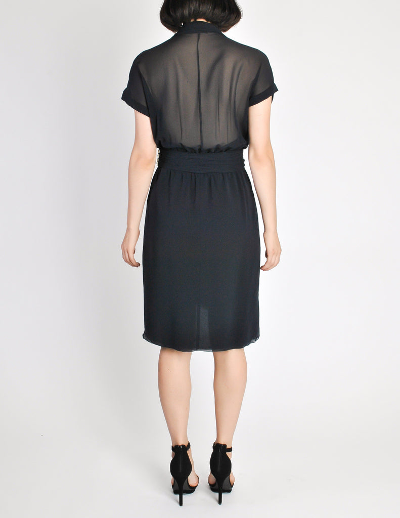 Chanel Vintage Navy Blue Silk Chiffon Dress – Amarcord Vintage Fashion