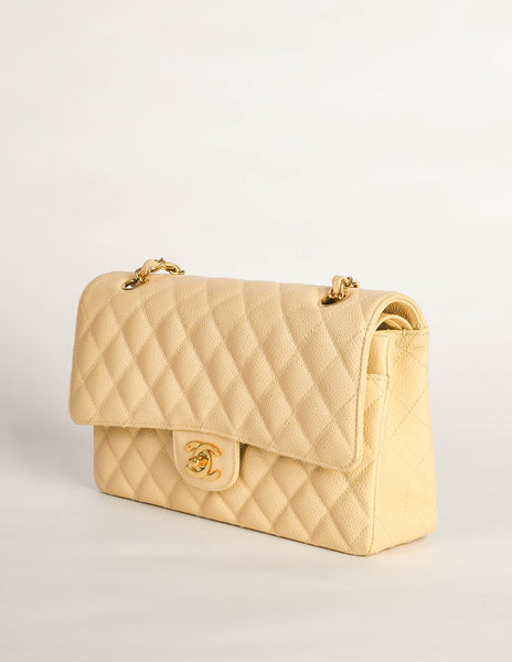 Chanel Vintage Cream Caviar Quilted 2.55 Medium Classic Double Flap Bag