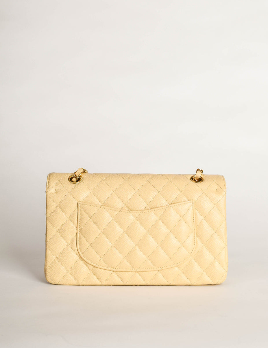 Chanel Vintage Cream Caviar Quilted 2.55 Medium Classic Double Flap Ba