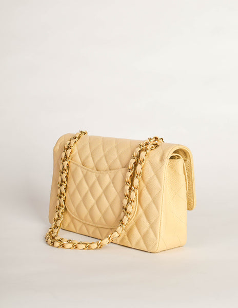 Chanel Vintage Cream Caviar Quilted 2.55 Medium Classic Double Flap Bag