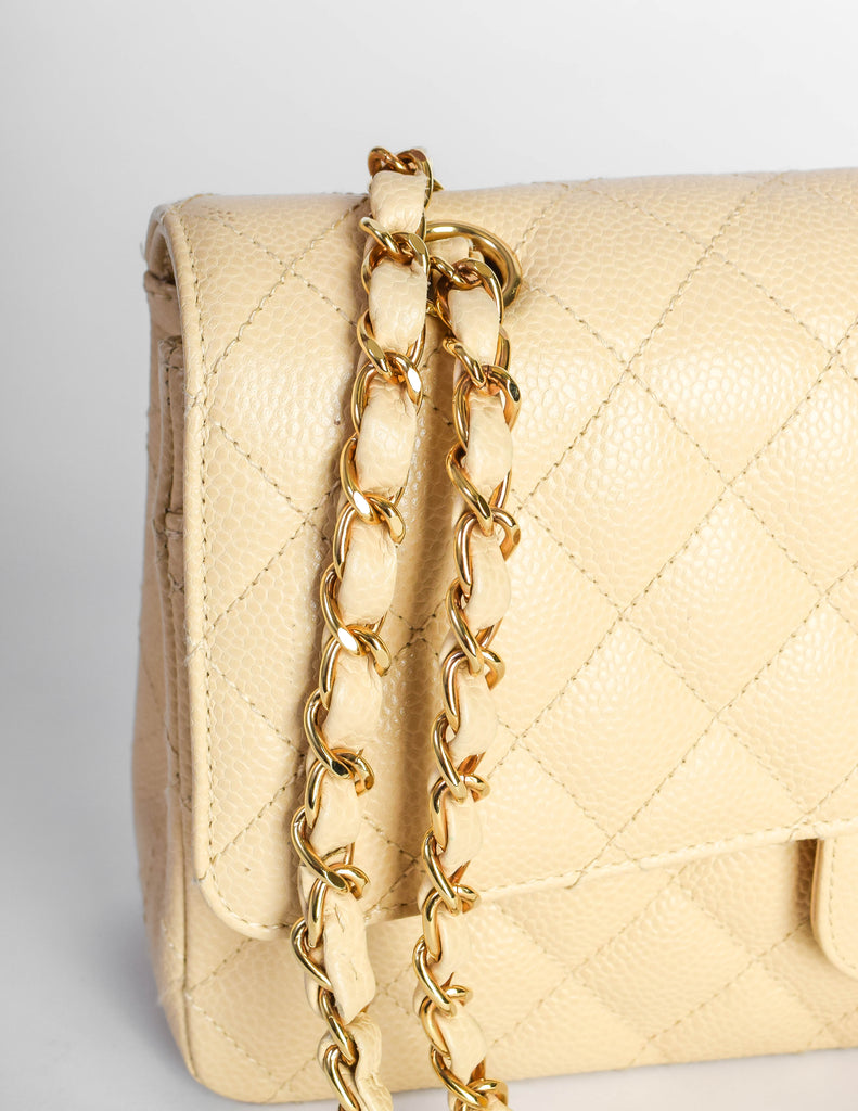 Chanel Vintage Cream Caviar Quilted 2.55 Medium Classic Double