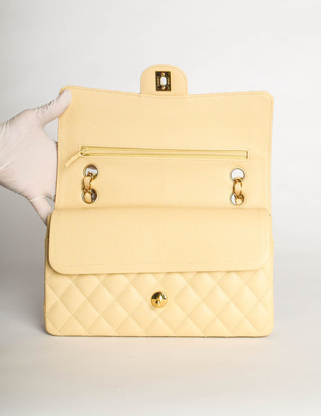Chanel Vintage Cream Caviar Quilted 2.55 Medium Classic Double Flap Bag