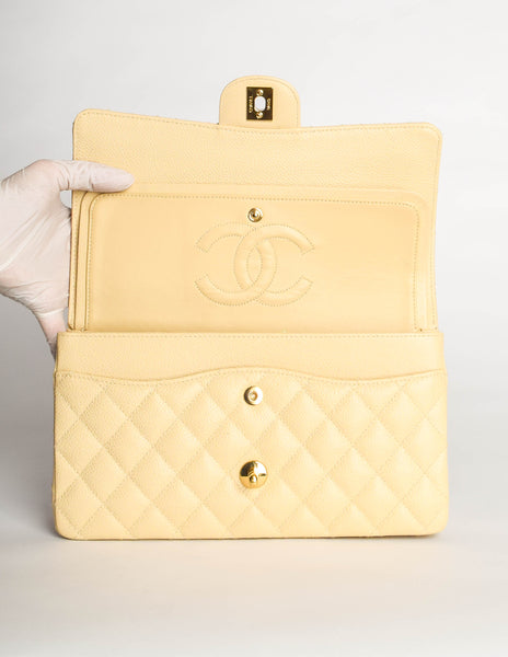 Chanel Vintage Cream Caviar Quilted 2.55 Medium Classic Double Flap Bag