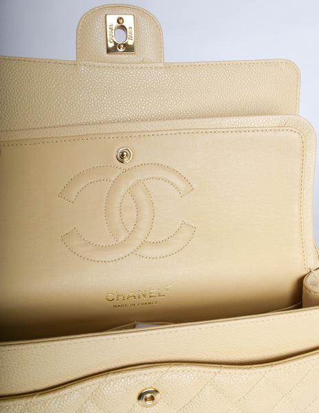 Chanel Vintage Cream Caviar Quilted 2.55 Medium Classic Double Flap Bag