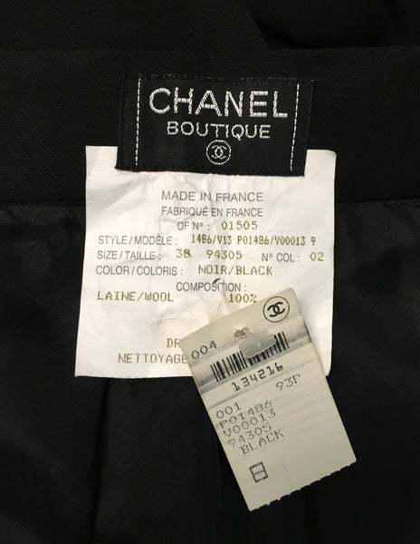 Chanel Vintage Black Wool High Waist Trouser Pants