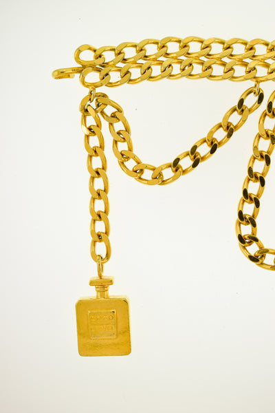 Chanel Vintage Gold Chain Perfume Bottle Belt