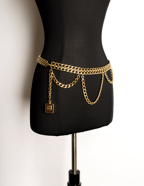 Chanel Vintage Gold Chain Perfume Bottle Belt