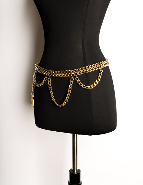 Chanel Vintage Gold Chain Perfume Bottle Belt