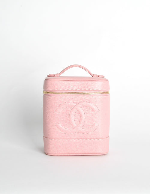 CHANEL Vanity Case Quilted Leather Shoulder Bag Pink